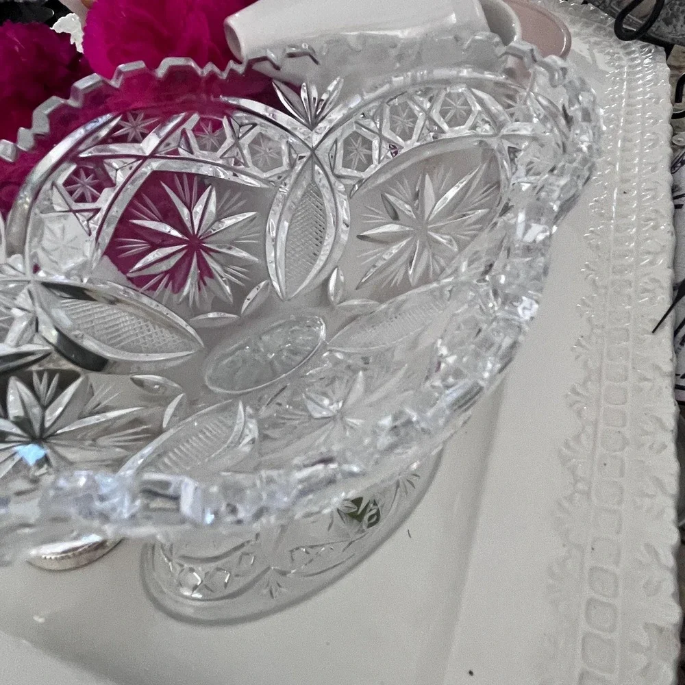 Heart pedestal box etched glass Rings, jewelry, candy, keys storage